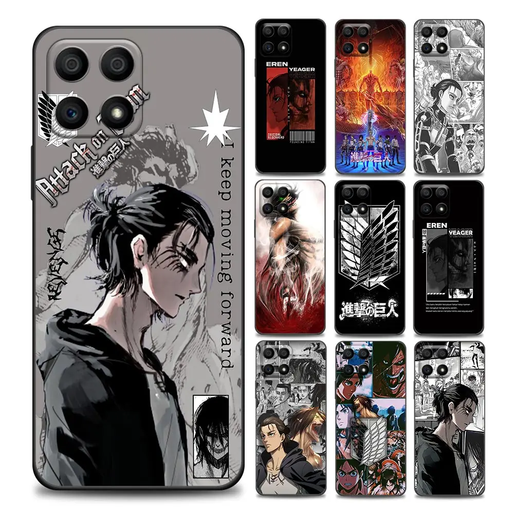 

Attack on Titan Phone Case For Honor 50 30 10 Lite 30i 20 20e 9A 9C 9X Pro 8X Nava 8i 9 Y60 Cover Eren Yeager Anime Cases Fundas