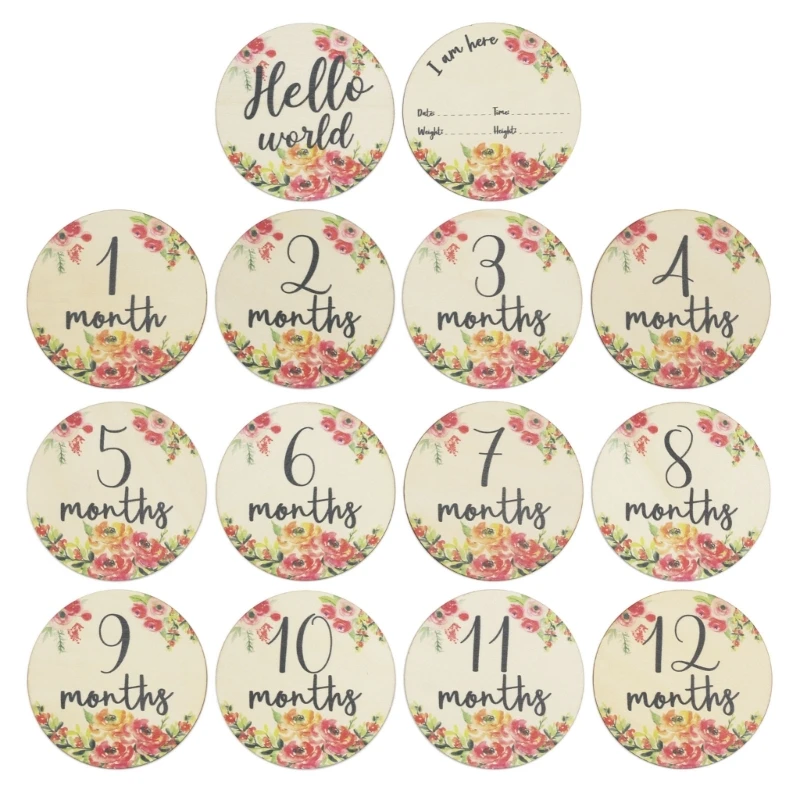 

6pcs Wooden Milestone Photo Card Baby Announcement Cards Double Sided Photography Props Birthday Gifts 40JC