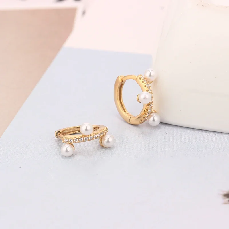 Креативная Минималистичная круглая пряжка для ушей с пресноводным жемчугом и