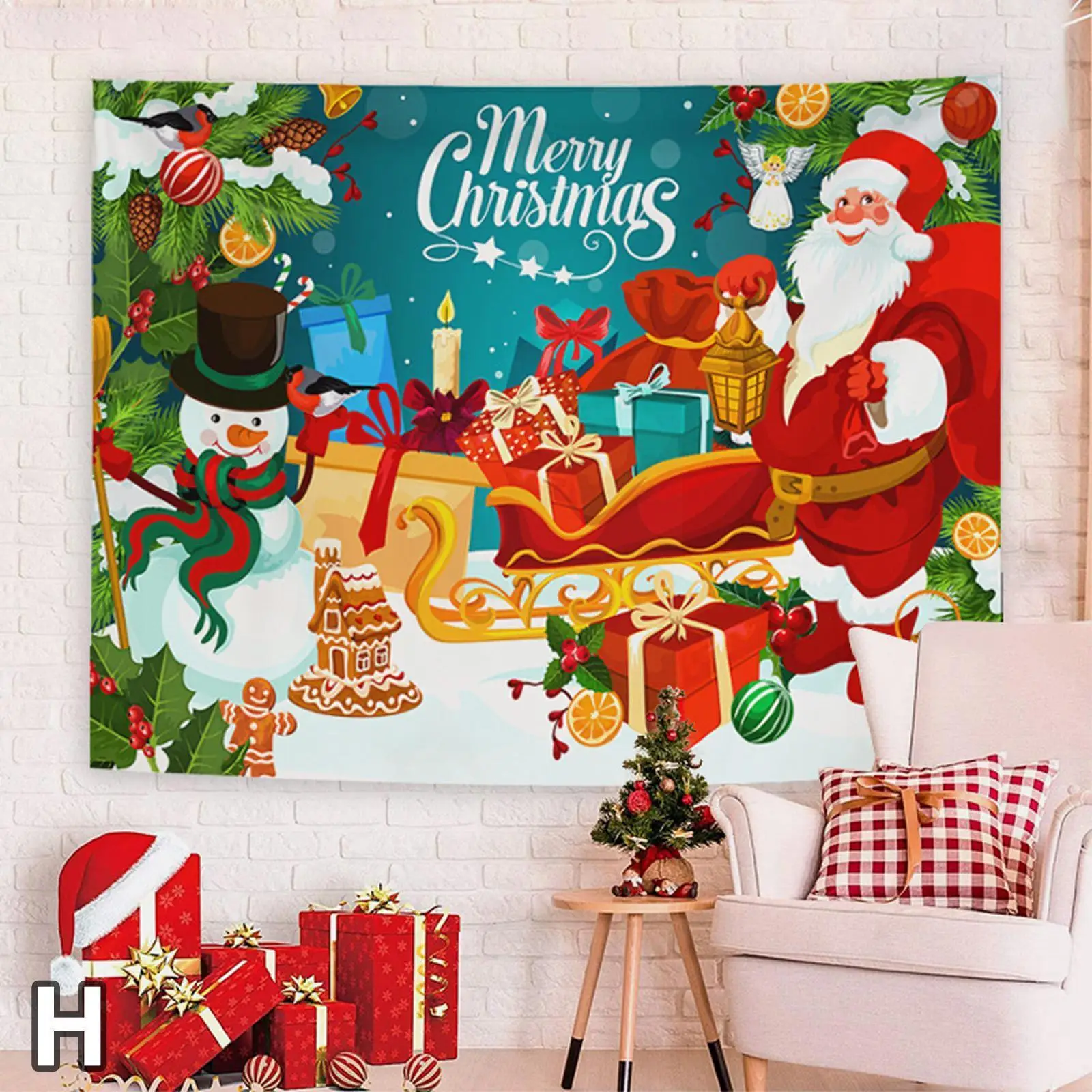 

Christmas Decoration Bedroom Living Room Tapestry Background Decoration Santa Covering Wall Tree Cloth Hanging Christmas Cl O5G5