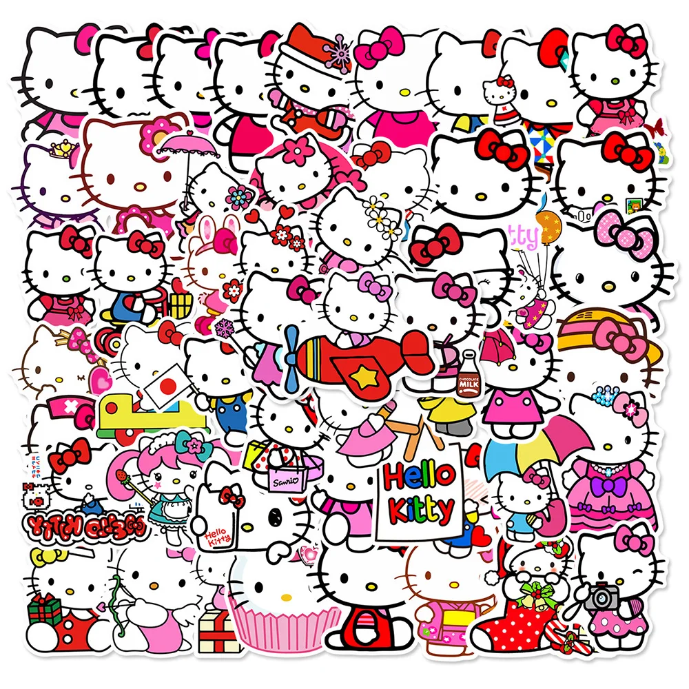 

10/30/50pcs Kawaii Hello Kitty Cartoon Stickers Decals Decorative Phone Case Laptop Luggage Waterproof Cute Aesthetic Sticker