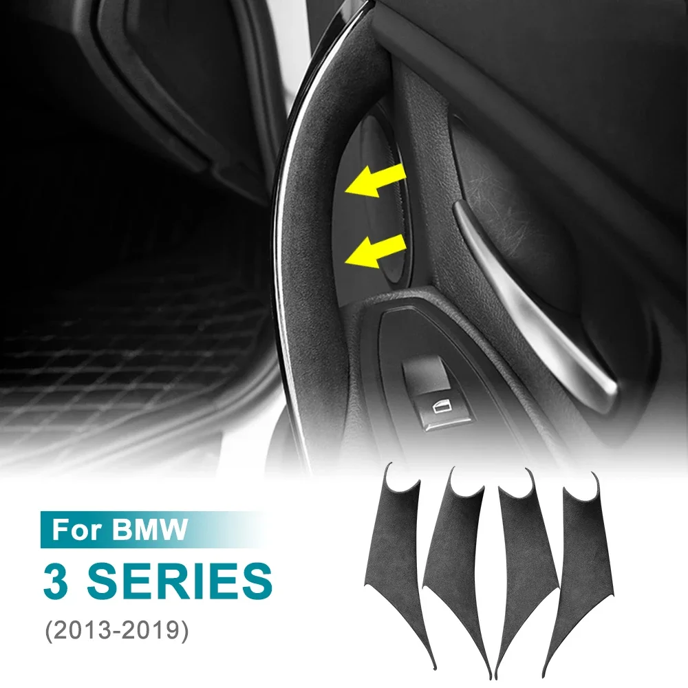 4pcs/set Flannel Car Door Handle Pull Protective Cover For BMW 3 4 Series F30 F35 3GT 2013-2019 Accessories Interior Super Suede