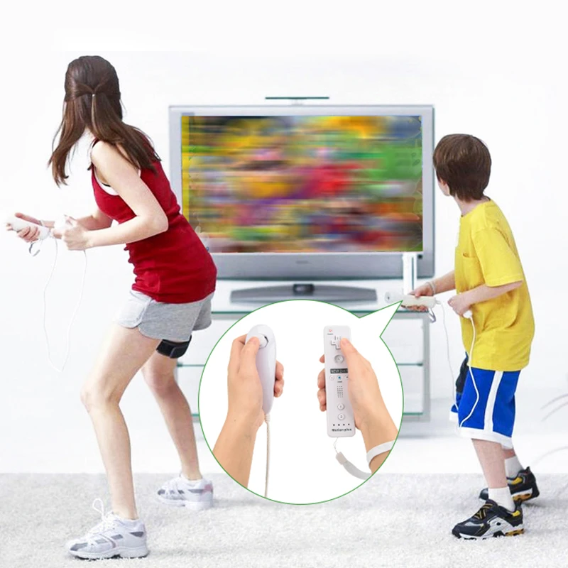 2 шт. пульт дистанционного управления с Motion Plus для Nintendo Wii Nunchuck беспроводной