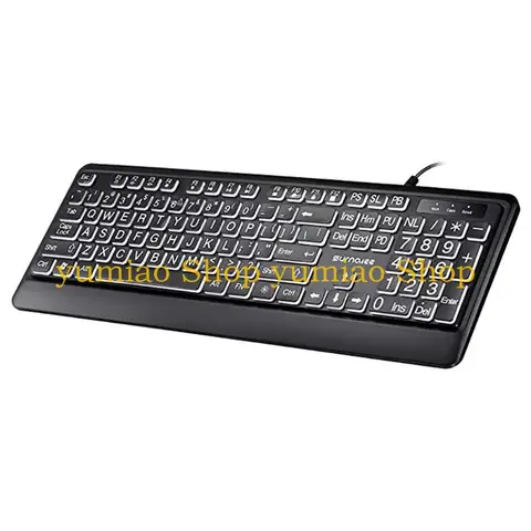 Peacefair проводная клавиатура 104 клавиш белая подсветка крупный шрифт