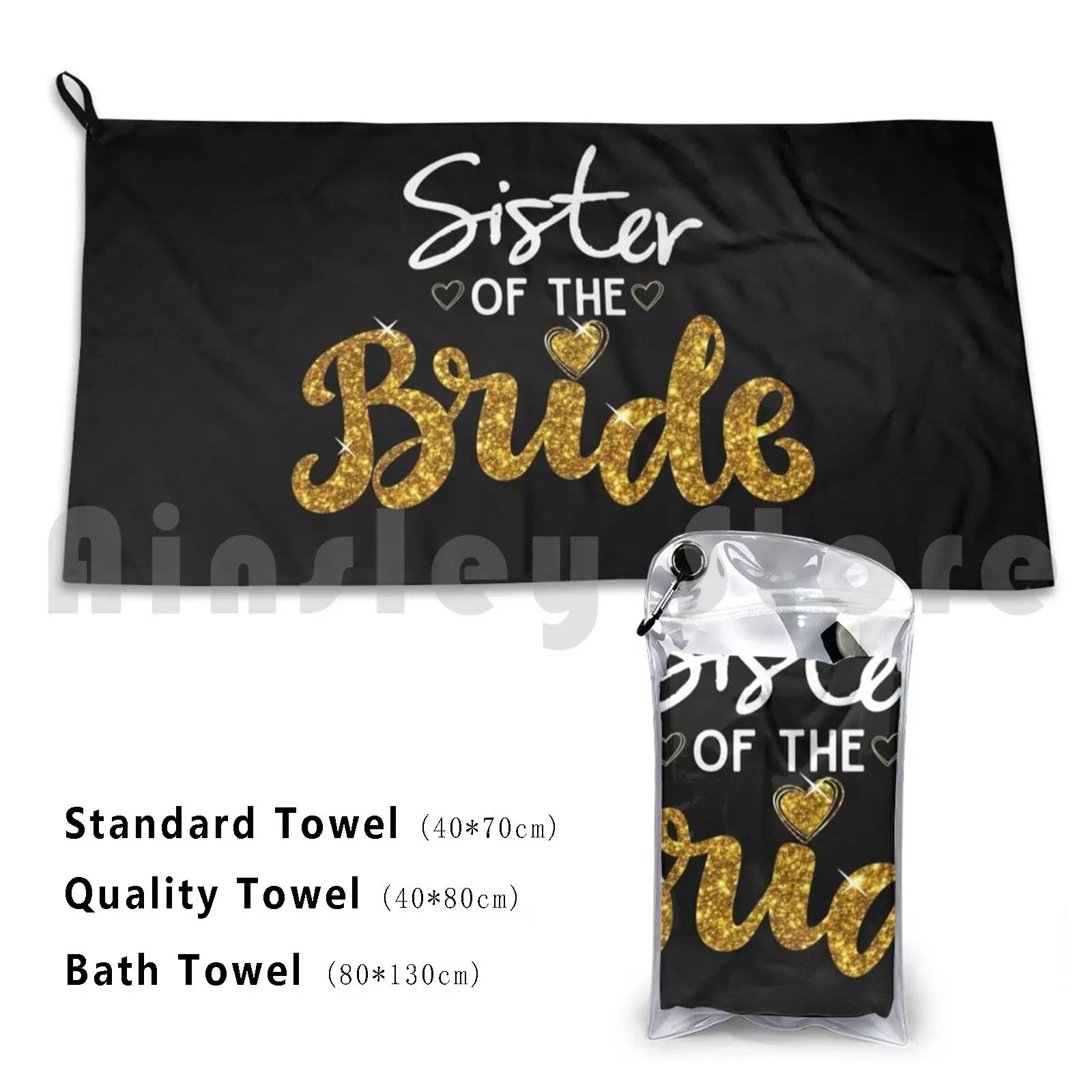 Towel Sister Of The Bride Cute Golden Glitter Imitation Bridal Party Sister's Wedding Funny Gift