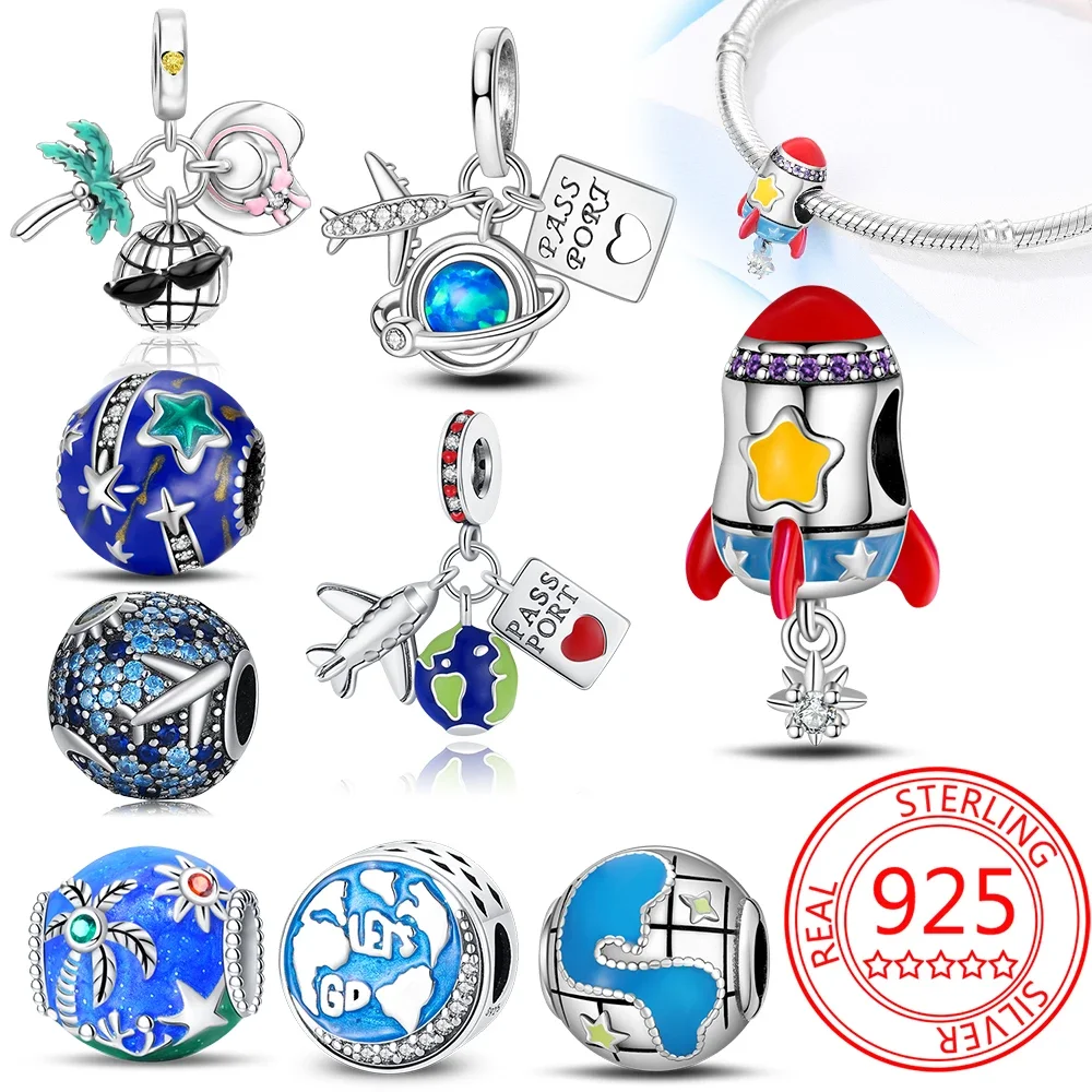Стерлингового Серебра 925 дорожный праздничный багаж подвеска бусины подходят