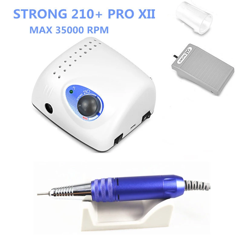 Электрическая маникюрная фреза STRONG 210 PRO XII с ручкой, 35000 обмин, разноцветная, для маникюра и педикюра, аппарат для полировки ногтей, инструменты (art.: 3920db441b768) - 3920db441b768