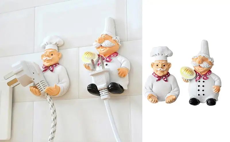 

Клейкие настенные крючки с двусторонними лентами, милые Мультяшные настенные крючки в форме шеф-повара, универсальные крючки для хранения для комнаты