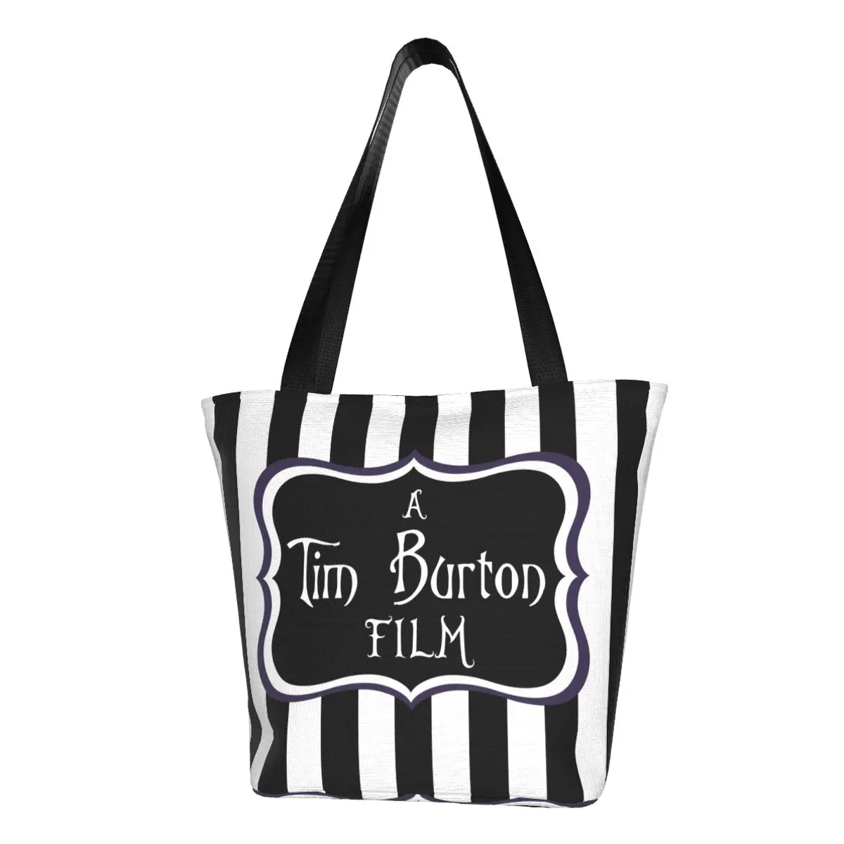 

Funny A Tim Burton Film Shopping Tote Bags Recycling Horror Fantasy Movie Grocery Canvas Shopper Shoulder Bag