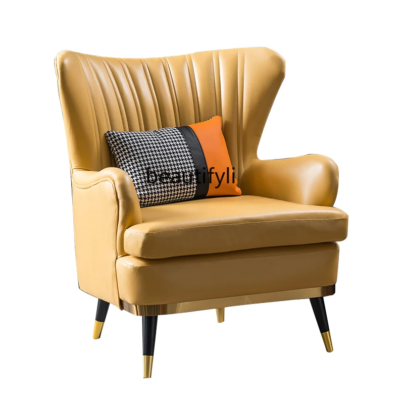 

Одноместный диван yj из искусственной кожи, скандинавский легкий роскошный стул для маленькой квартиры, балкона, стул для отдыха, стул для сп...