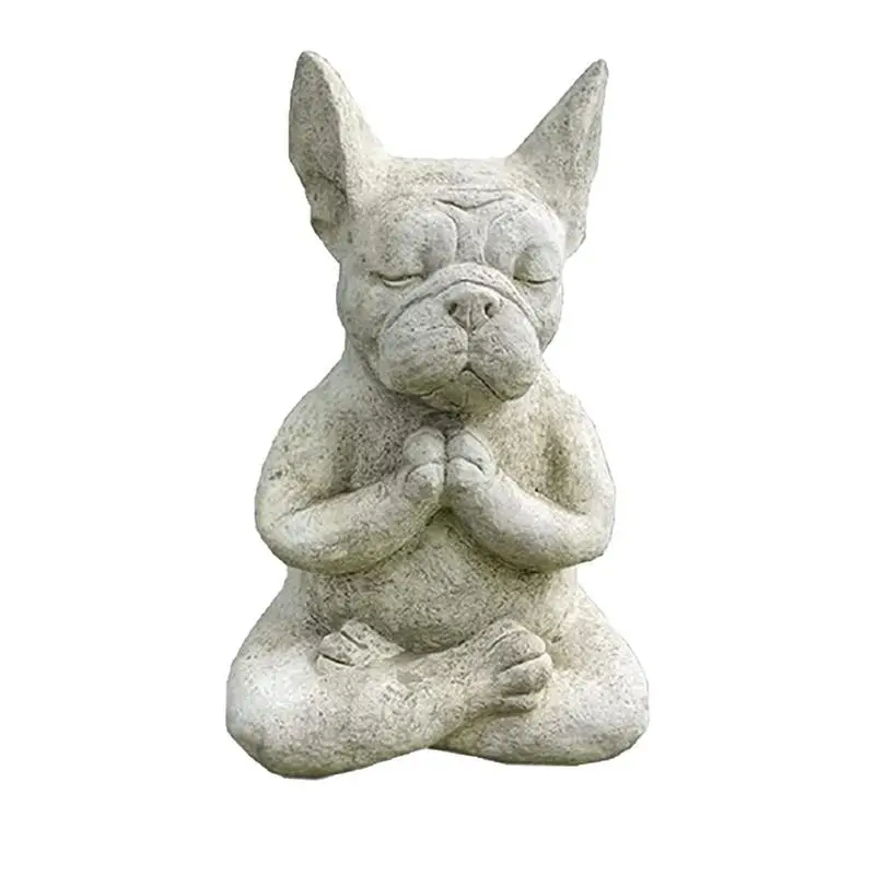 

Resin Meditation Dog Statue Yoga Pose Sitting French Bulldog Statue Sitting Sculptures Garden Decor Creative Meditation Figurine