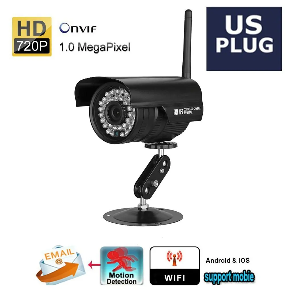 

720p Waterproof Wireless Camera 1.0 Megapixel Security Monitoring WiFi IP Camera For Mobile Motion Dectection