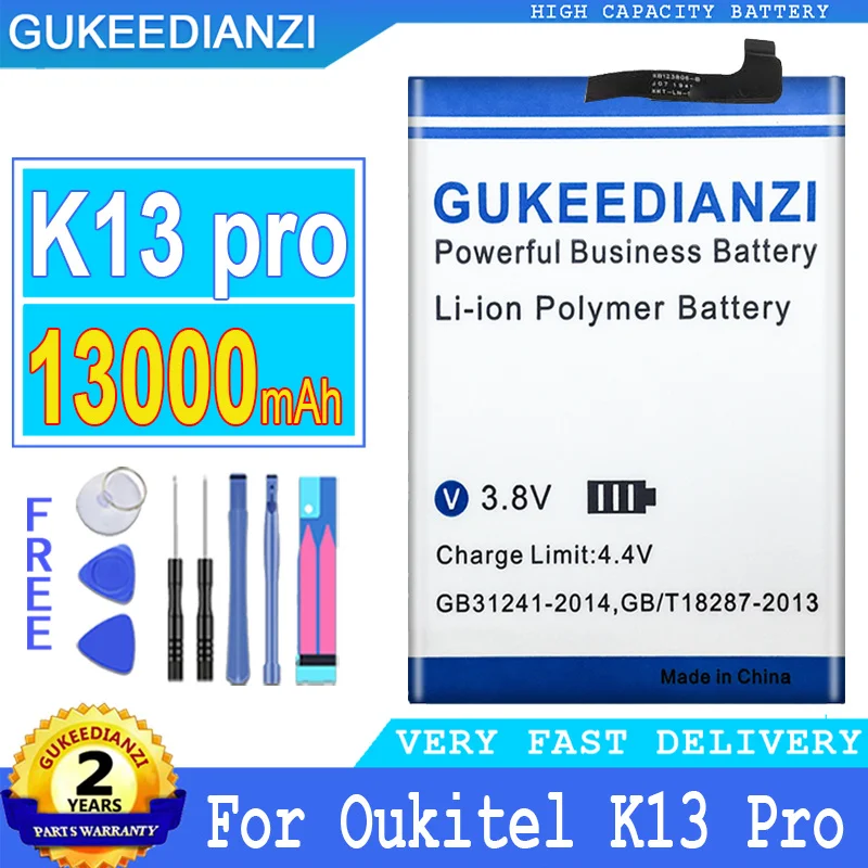 

13000mAh New GUKEEDIANZI High quality Replacement Battery For Oukitel K13 pro K13pro Batteries Big Power Bateria + free tools