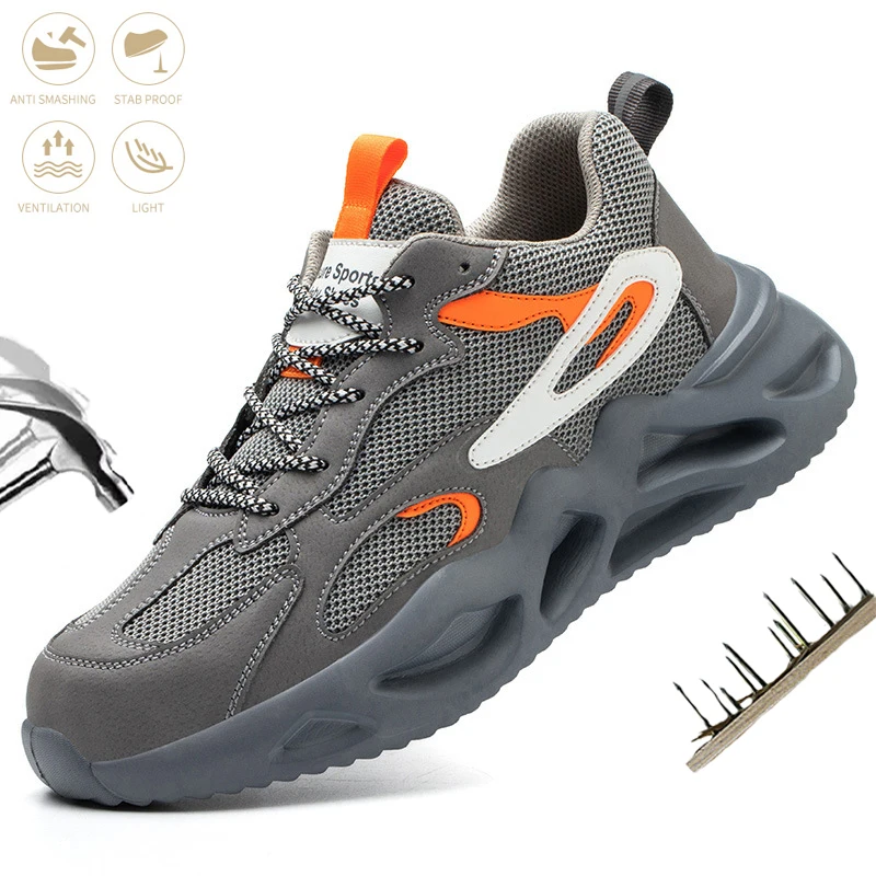 

Легкие рабочие защитные мужские ботинки со стальным носком, непробиваемые мужские строительные ботинки, легкие мужские кроссовки