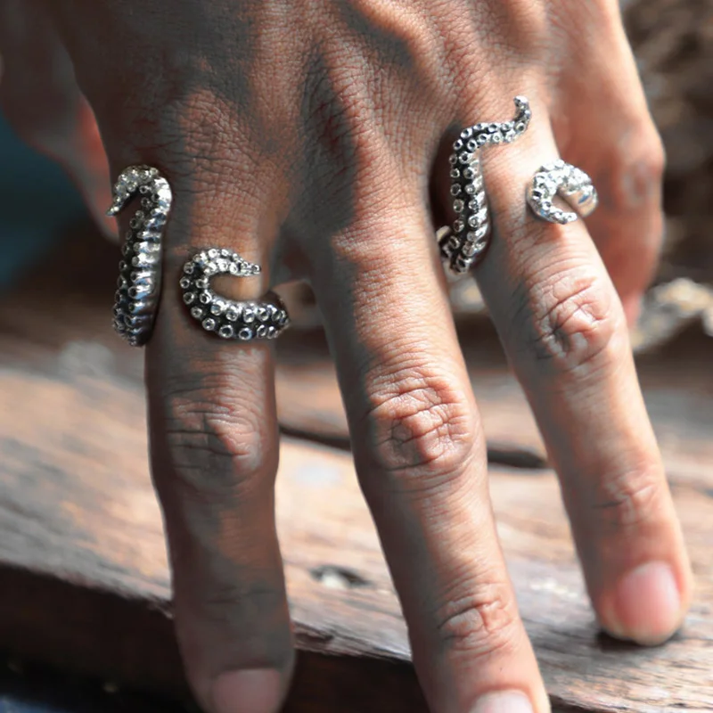 

Stainless Steel Octopus Shape Men's Rings Vintage High Quality Irregular Pattern Trendy Finger-ring Accessories