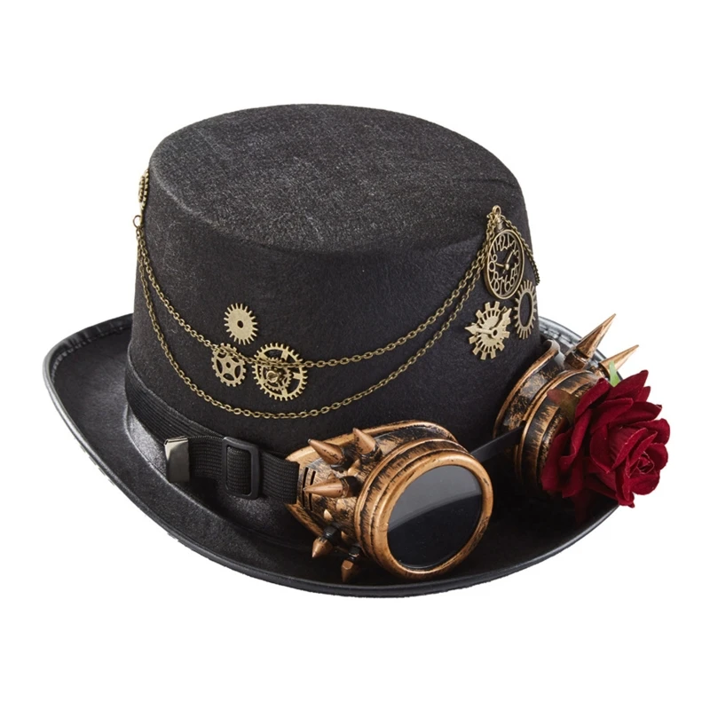 

Steampunk Top Hat With Goggles Steampunk Bowler Top Hat Gay Top Hat Jazz HatCostume Accessory Carnival Nightclub Drop shipping