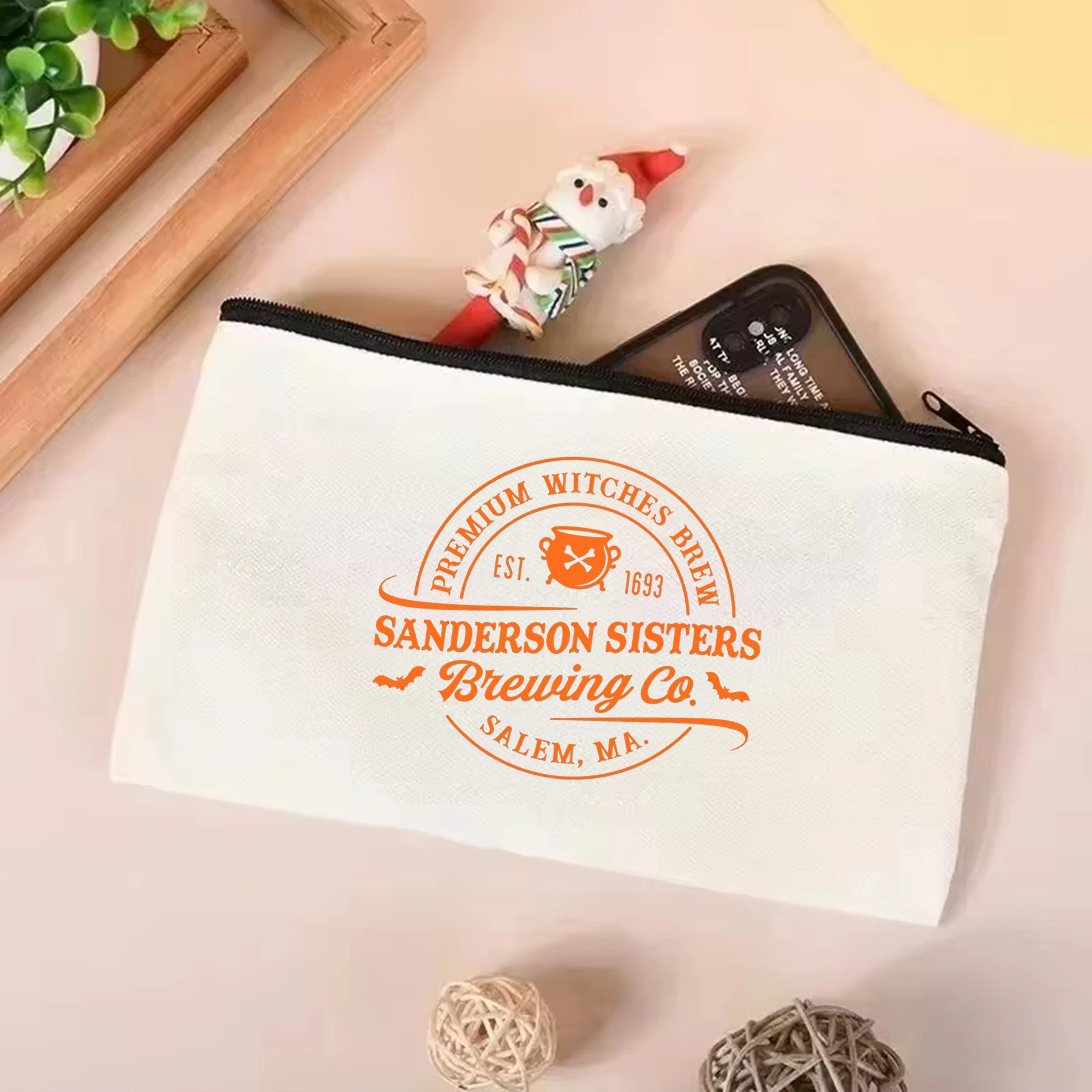 Сумка-тоут женская холщовая на плечо с принтом ведьмы Хэллоуин