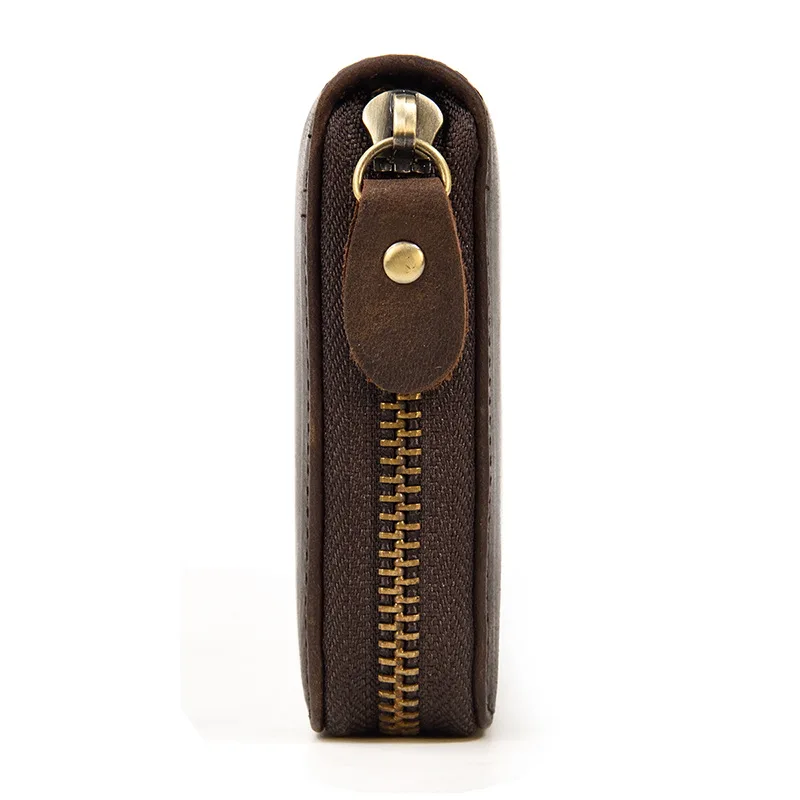 Crazy Horse Men Long Wallet Vintage Coin Purse Genuine Leather Money Bag Multiple Card Slots Men Card Wallet Men's Designer Bag