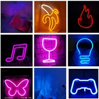 led neon wine glass music notes neon banana decorative lights bar party night lights