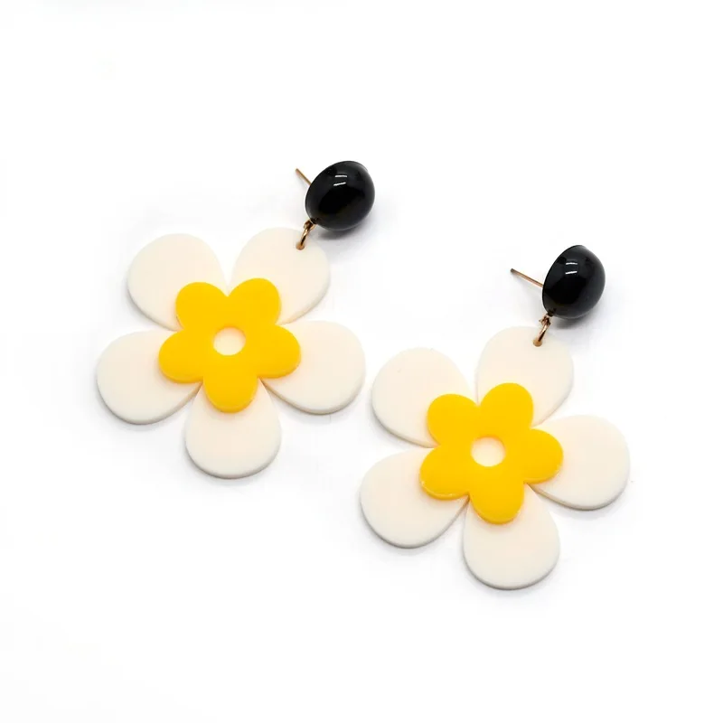 

Yellow Flower Drop Earrings For Women Personality Fashion Acrylic Jewelry