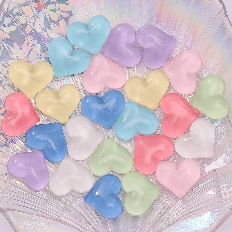 

20Pcs Cute Transparency Heart Resin DIY Craft Supplies Garment Hairpin Brooch Jewelry Accessories Material Flatback Applique