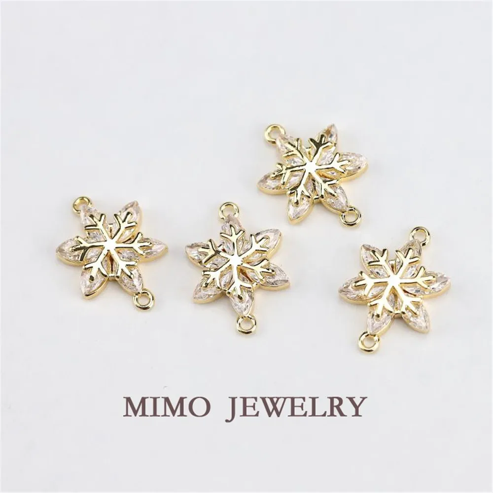 

Color preserving 14K gold plated double hanging ring snowflake connecting piece pendant pendant accessories DIY accessories