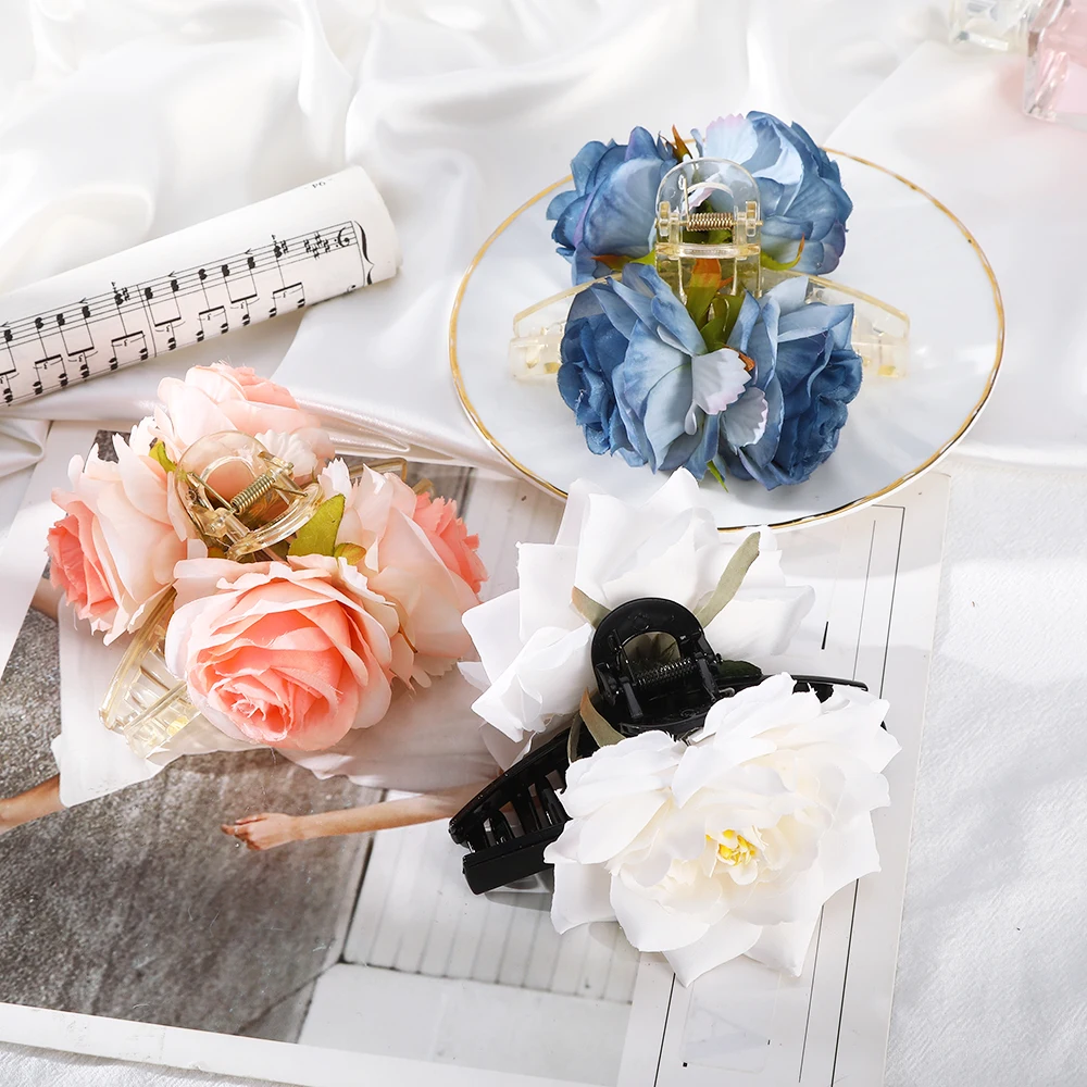 Женская заколка для волос AWAYTR элегантный тканевый зажим с розами аксессуары -