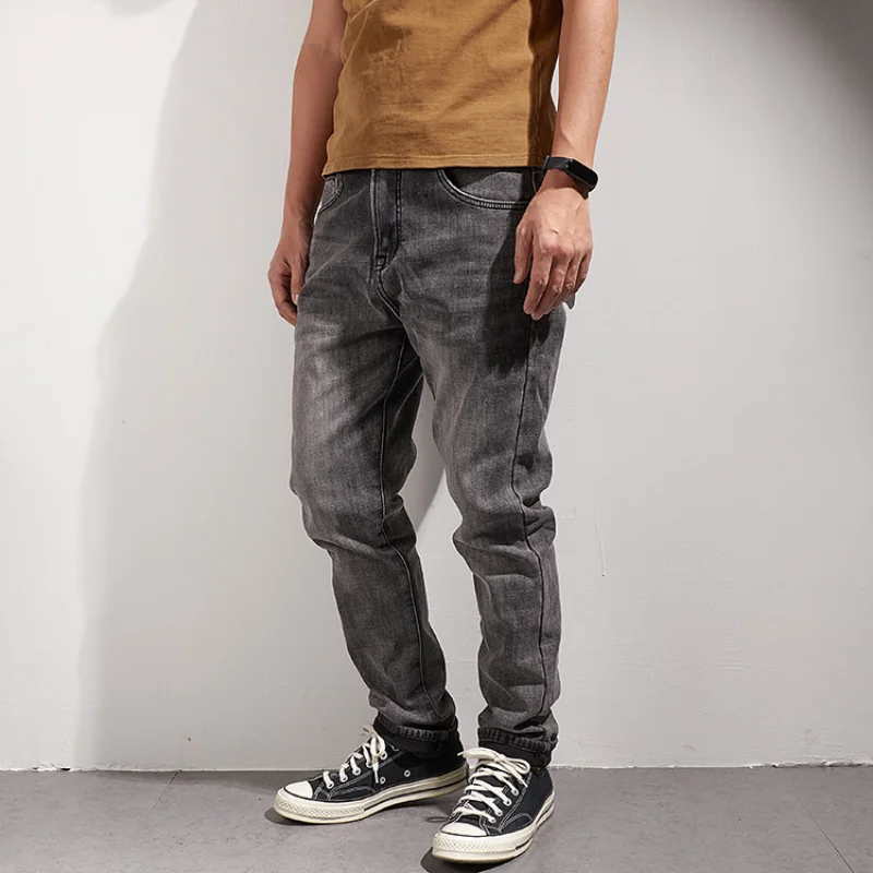 Winter Plush thickened jeans men's autumn and winter new elastic SLIM STRAIGHT pants