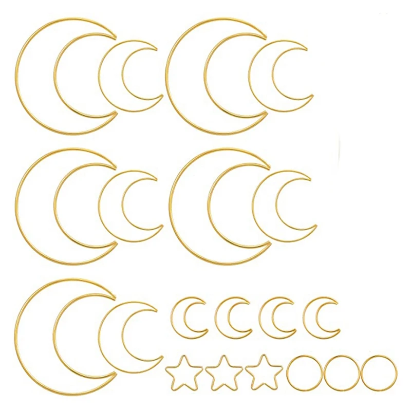 

20 Pcs Moon Dream Catcher Rings Metal Dream Catcher Rings Hoops Moon Star Circle Macrame Rings for Making Home Wall