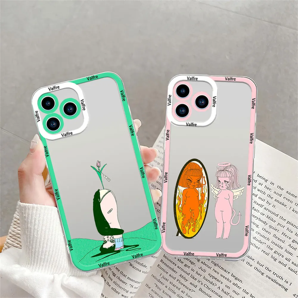 Valfre Art Phone Case for Samsung S24 S23 S22 S21 A55 A54 A35 FE PLUS ULTRA Transparent Bezel Shell