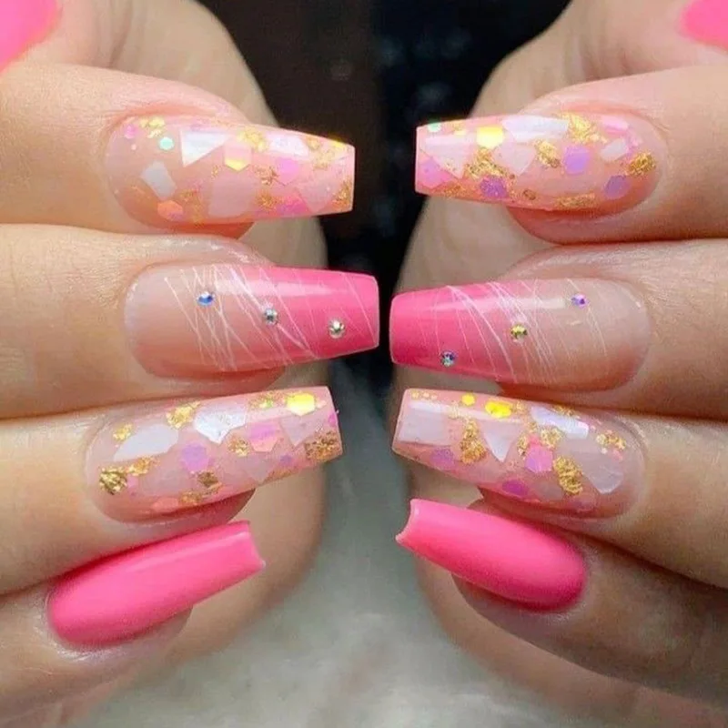 

24pcs European and American Almond Armour Geometric Lines Press on Nails Nail Art Fake False Supplies Professionals Tools Beauty