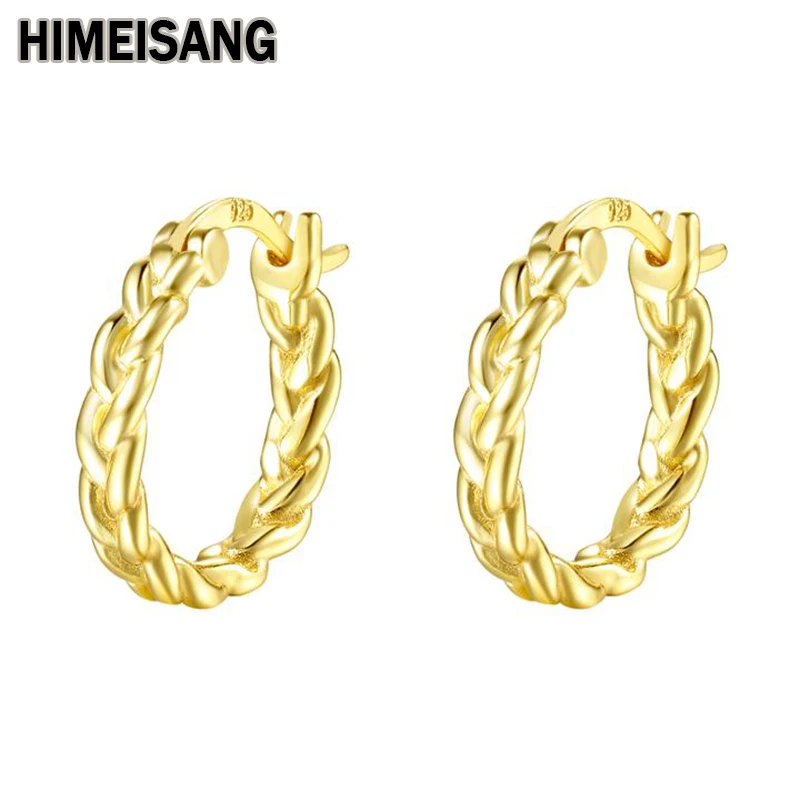 

Женские серьги-кольца HIMEISANG, серебристые и золотистые серьги-кольца с цирконом, модные серьги-пирсинг золотистого цвета, 2022, ювелирные издел...