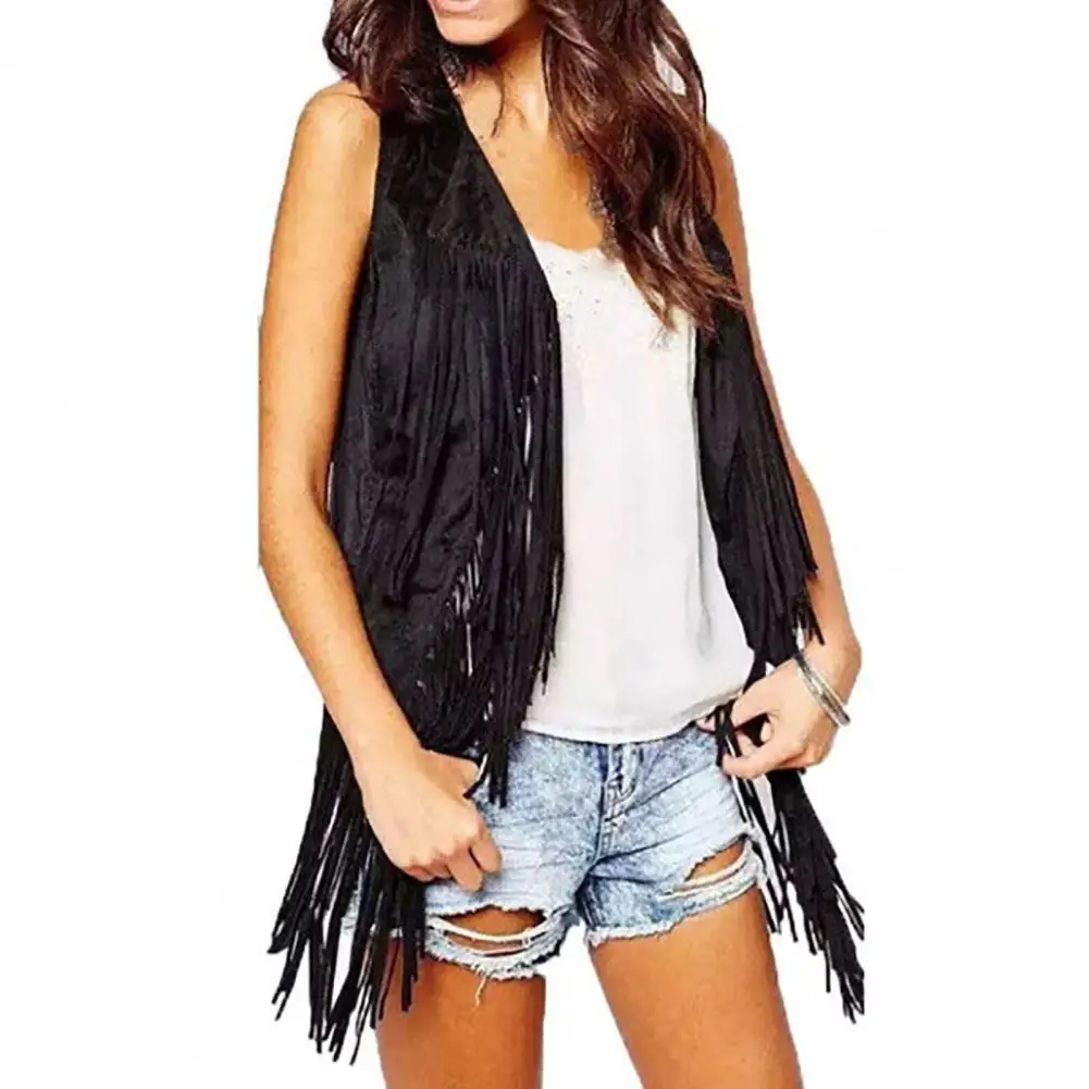 

Stylish Vest Coat Autumn Slim Fringed Cardigan Vest Vintage Elegant Women Vest Streetwear