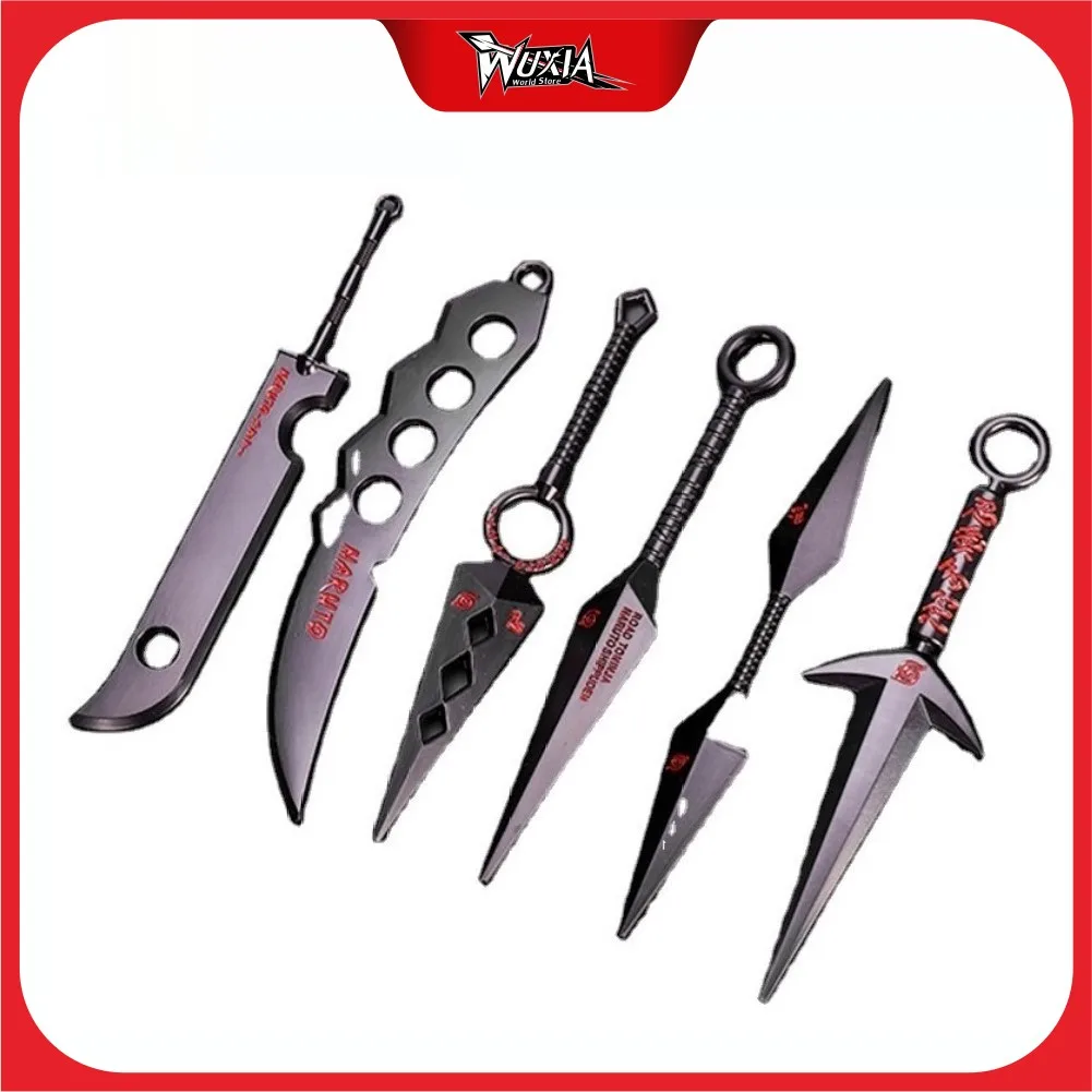

Ninja Anime Peripheral Props Alloy Kunai Weapon Model Uchihasasuke Long Sword Fun Anime toys Anime Collection Toy For Boy Gift