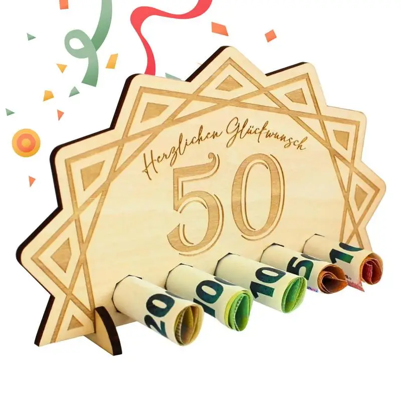 

Money Gift Holder Birthday Money Holder Wooden Cash Holder Display Money Gift Decorative Money Holder Ornament With 5 Holes For
