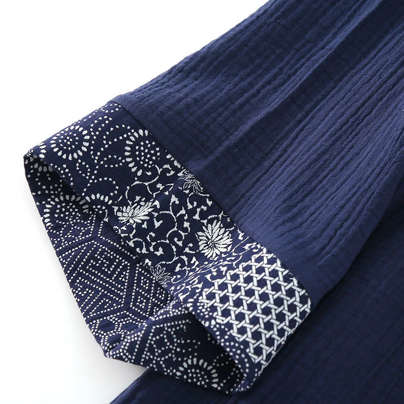 Пижамный комплект в японском стиле темно-синего цвета мужское весеннее