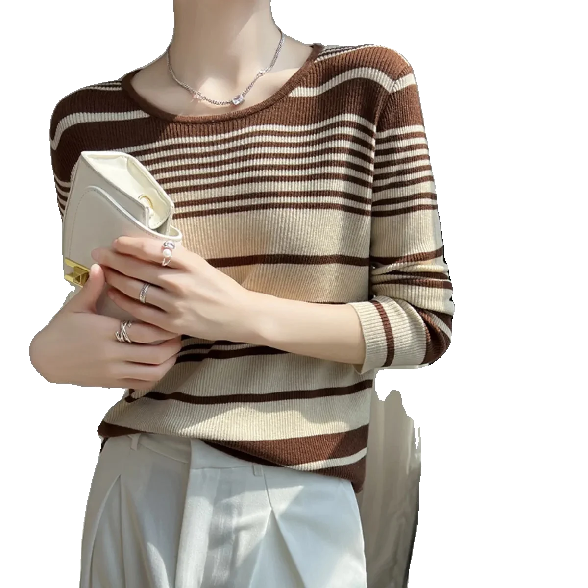 Женская одежда MVLYFLRT свитер с круглым вырезом из тонкой искусственной шерсти