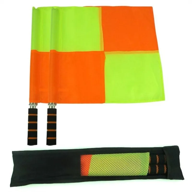 2 Pcs Durable Signal Flag Waterproof Referee Flags with Non-slip Handle Football Rugby Hockey Training Competition Referee Gear