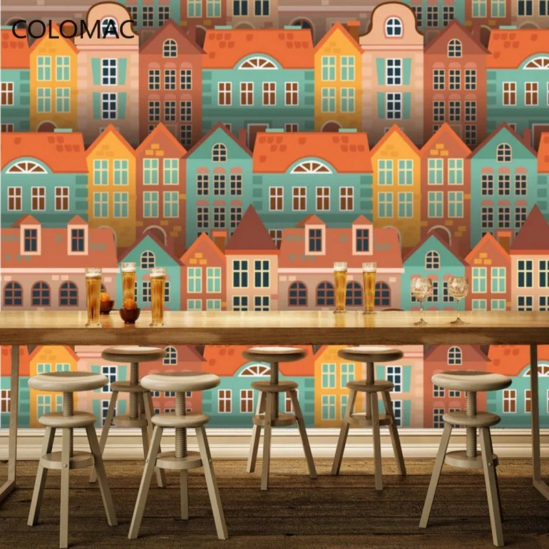

Colomac Custom Photo Kindergarten Beautiful Color House Wallpaper Idyllic Scenery Restaurant Bedroom Bar Mural Dropshipping