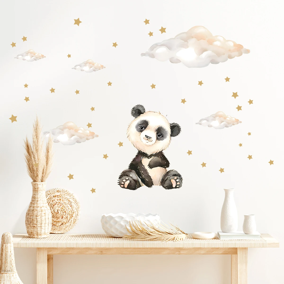 Мультяшные облака животные лев леопард жираф наклейки на стену для детской