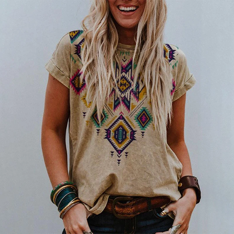 

Ladies Print Crew Neck Top