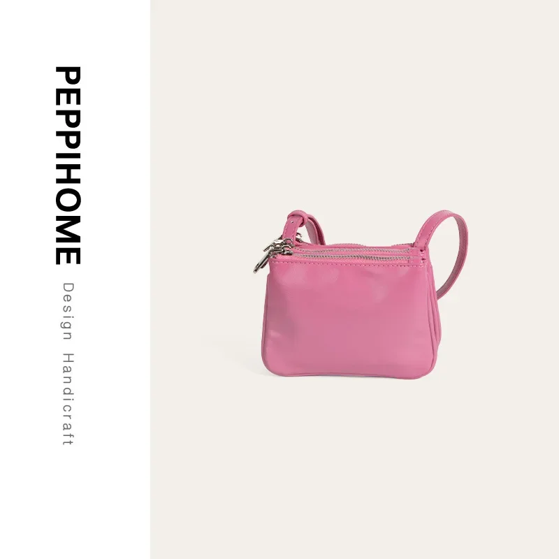 Peppihome Мини-сумка на одно плечо Универсальная мягкая кожаная трехслойная сумка