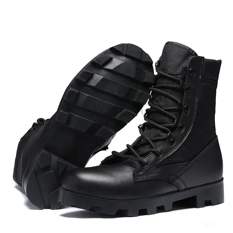 

Мужские военные ботинки из натуральной кожи, ботинки для пустыни, уличная походная обувь, тренировочные тактические ботинки, Нескользящие мужские ботинки