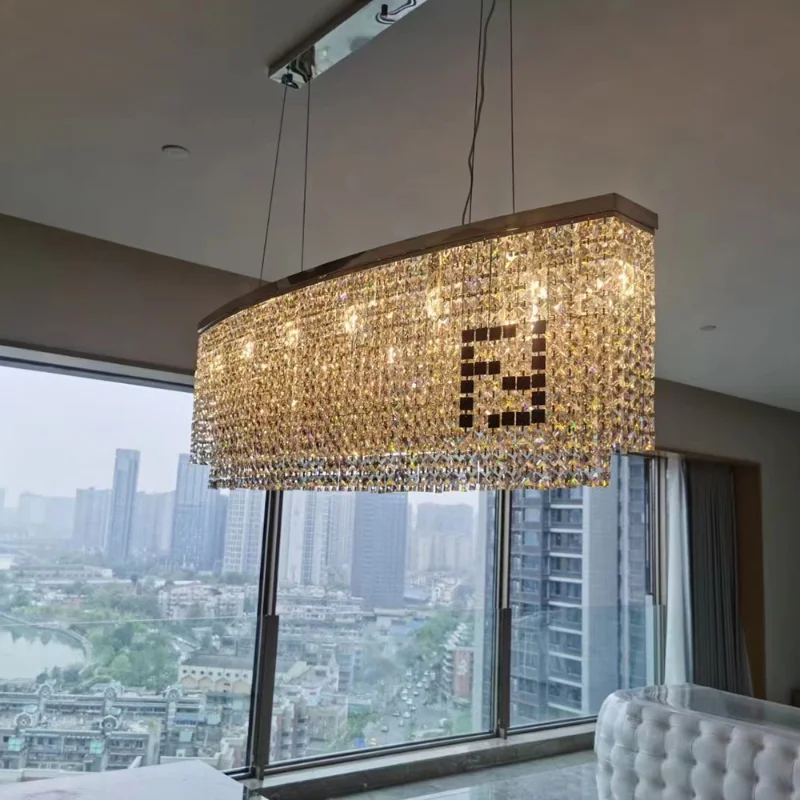 

Led Pendant Light Round living room Chandelier crystals for bedroom hanging Lamp rectangle kitchen island indoor Lighting