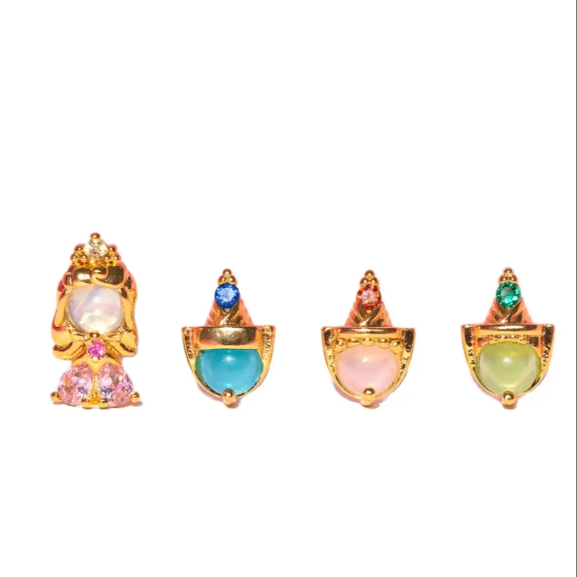 4PCS/Set 925 Silver Needles Ins Colorful Zircon Stud Earrings For Women Jewelry Exquisite Cute Earring Party Gift Wholesale