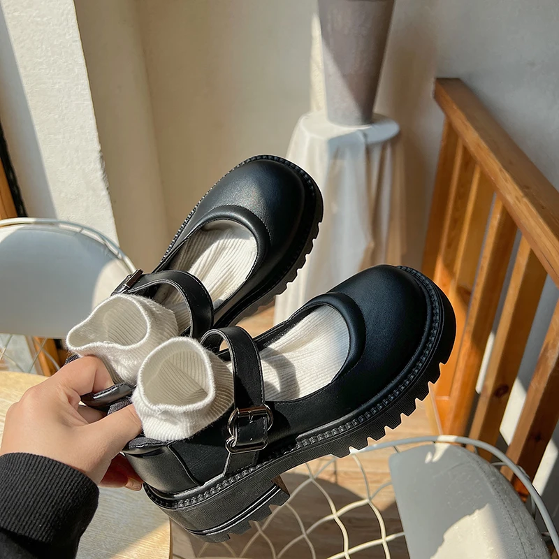 Туфли женские в британском стиле Классическая обувь на платформе плоская