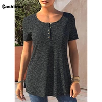 women elegant fashion button up t shirt oversize female short sleeve top pullovers latest summer casual loose tees clothing 2022