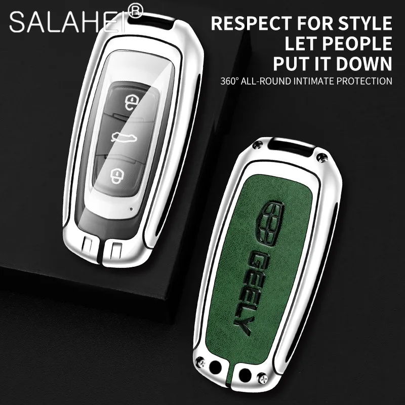 

Metal&Leather Car Key Cover Case Holder Bag Protection Fob For Geely Atlas Boyue NL3 EX7 SUV GT GC9 Emgrand X7 Borui Accessories