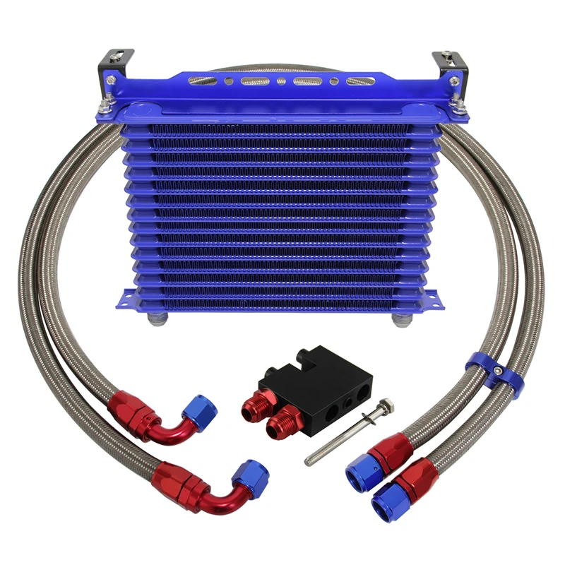 

Масляный радиатор AN10, 15 рядов, комплект шлангов с кронштейном для двигателя BMW 3 серии N54 135 135i E82 335 335i E90 E92 E93 1,6l 06-11, синий