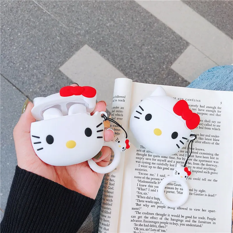 

Kawaii Sanrio Hello Kitty Cartoon Creativity Airpods Pro1/2 Silica Gel Earphone Protective Case Anti-Collision Life Supplies